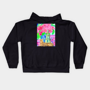 Watercolor pagoda and cheetah Kids Hoodie